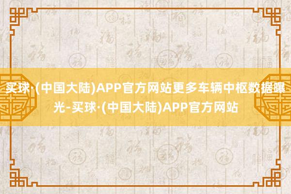 买球·(中国大陆)APP官方网站更多车辆中枢数据曝光-买球·(中国大陆)APP官方网站