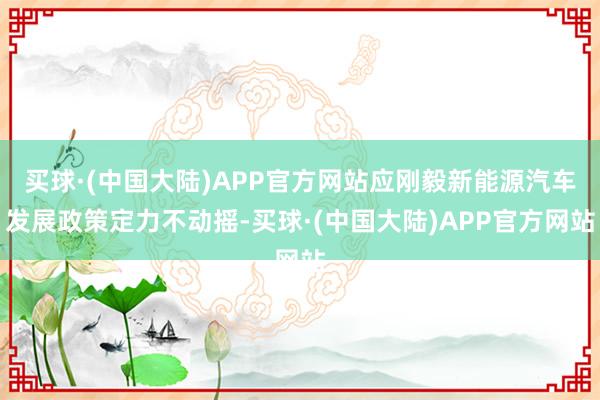 买球·(中国大陆)APP官方网站应刚毅新能源汽车发展政策定力不动摇-买球·(中国大陆)APP官方网站