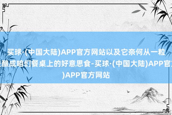 买球·(中国大陆)APP官方网站以及它奈何从一粒粒小麦酿成咱们餐桌上的好意思食-买球·(中国大陆)APP官方网站