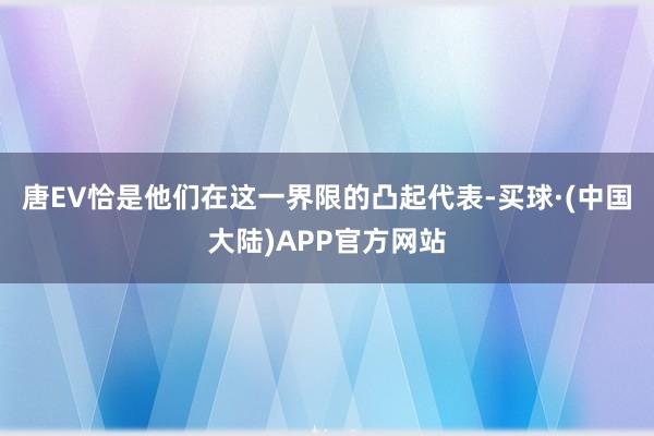 唐EV恰是他们在这一界限的凸起代表-买球·(中国大陆)APP官方网站