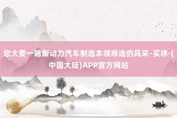 您大要一睹新动力汽车制造本领缔造的风采-买球·(中国大陆)APP官方网站