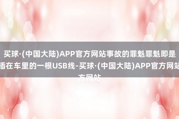 买球·(中国大陆)APP官方网站事故的罪魁罪魁即是插在车里的一根USB线-买球·(中国大陆)APP官方网站