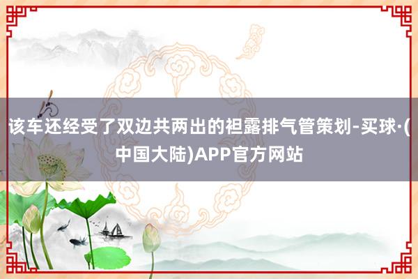 该车还经受了双边共两出的袒露排气管策划-买球·(中国大陆)APP官方网站