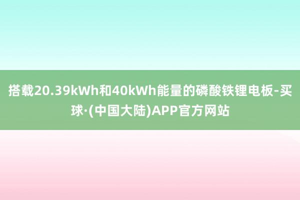 搭载20.39kWh和40kWh能量的磷酸铁锂电板-买球·(中国大陆)APP官方网站