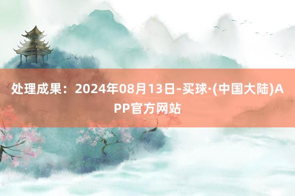 处理成果：2024年08月13日-买球·(中国大陆)APP官方网站