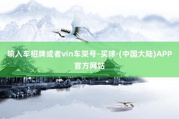 输入车招牌或者vin车架号-买球·(中国大陆)APP官方网站