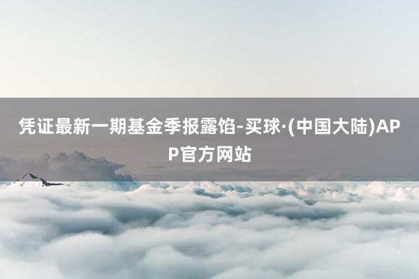 凭证最新一期基金季报露馅-买球·(中国大陆)APP官方网站