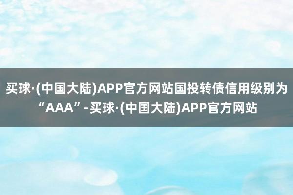 买球·(中国大陆)APP官方网站国投转债信用级别为“AAA”-买球·(中国大陆)APP官方网站