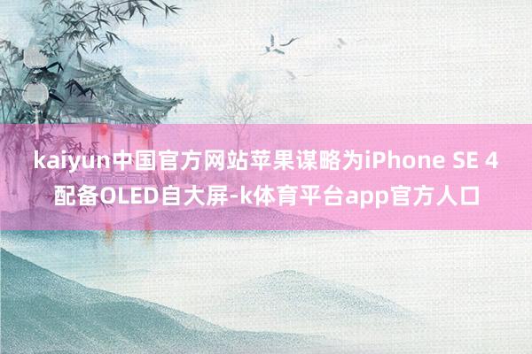 kaiyun中国官方网站苹果谋略为iPhone SE 4配备OLED自大屏-k体育平台app官方人口