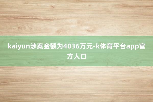 kaiyun涉案金额为4036万元-k体育平台app官方人口