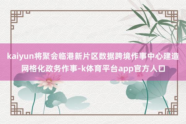 kaiyun将聚会临港新片区数据跨境作事中心建造网格化政务作事-k体育平台app官方人口